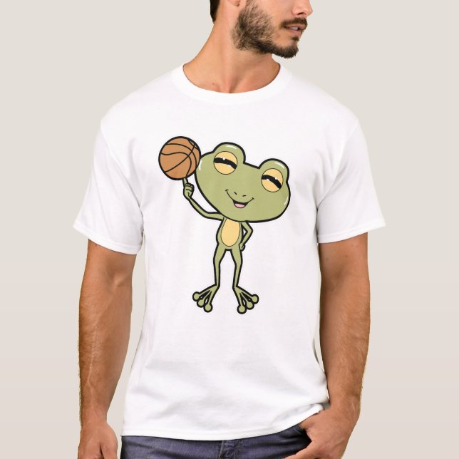 Frosch beim Basketball-Sport T-Shirt (Vorderseite)