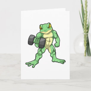 Frosch beim Bodybuilding mit Hantel Karte