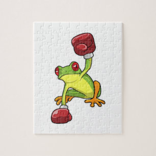 Frosch beim Boxen mit Boxhandschuhen Puzzle
