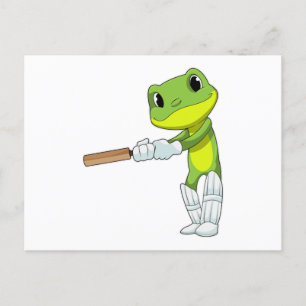 Frosch beim Cricket mit Cricket-Schläger Postkarte