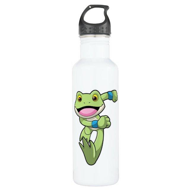 Frosch beim Laufen mit Sweatband Edelstahlflasche (Vorderseite)
