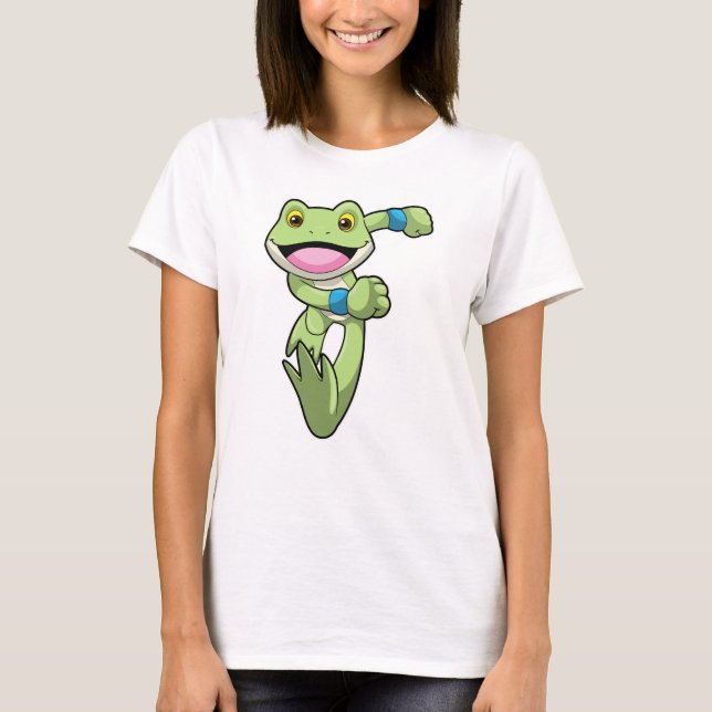 Frosch beim Laufen mit Sweatband T-Shirt (Vorderseite)