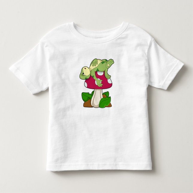 Frosch beim Schlafen mit Pilz Kleinkind T-shirt (Vorderseite)