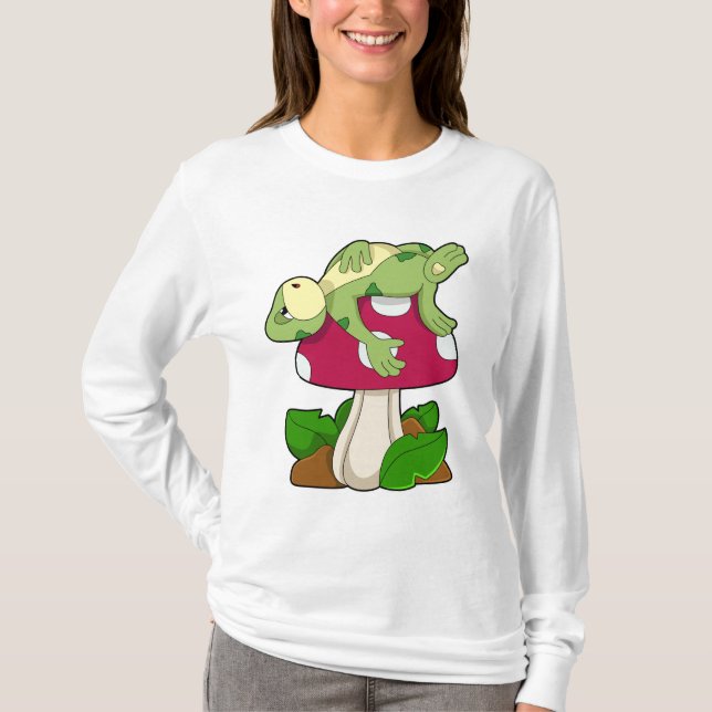 Frosch beim Schlafen mit Pilz T-Shirt (Vorderseite)