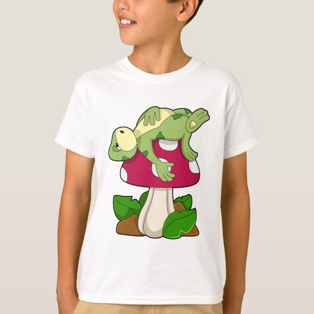 Frosch beim Schlafen mit Pilz T-Shirt (Vorderseite)