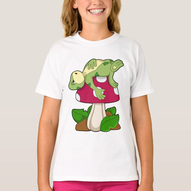 Frosch beim Schlafen mit Pilz T-Shirt (Vorderseite)