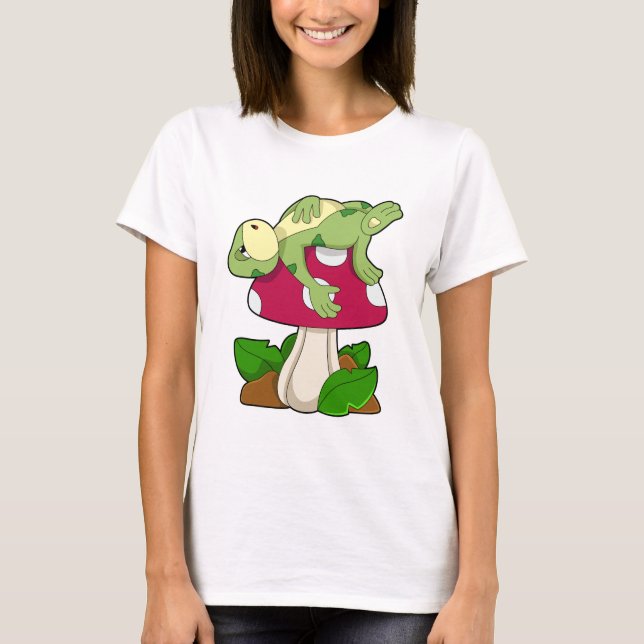 Frosch beim Schlafen mit Pilz T-Shirt (Vorderseite)