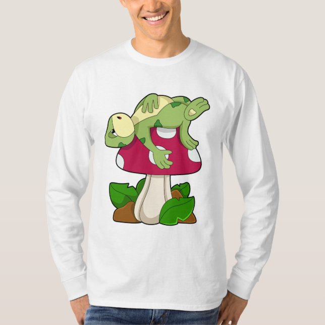Frosch beim Schlafen mit Pilz T-Shirt (Vorderseite)