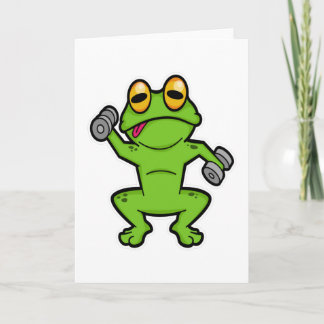 Frosch beim Schultertraining mit Dumbells Karte