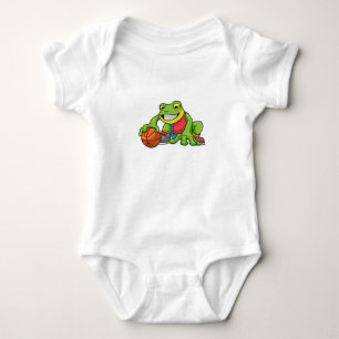 Frosch beim Sport mit Basketball Baby Strampler