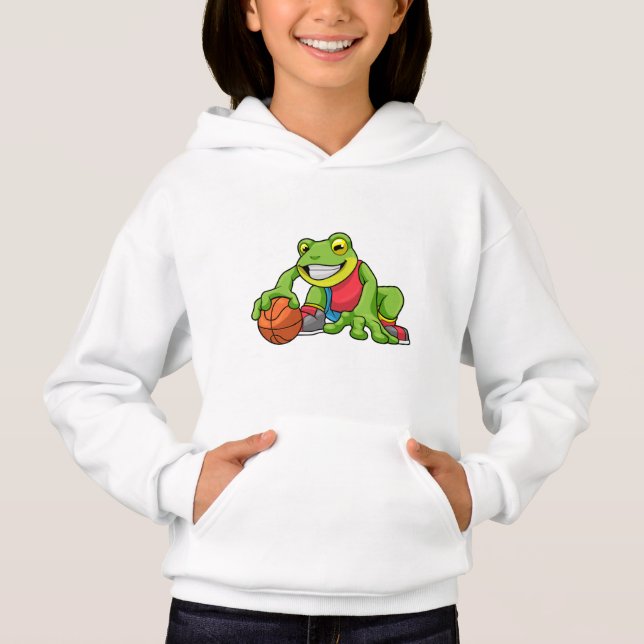 Frosch beim Sport mit Basketball Hoodie (Vorderseite)
