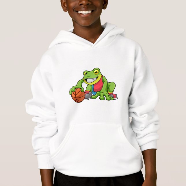 Frosch beim Sport mit Basketball Hoodie (Vorderseite)