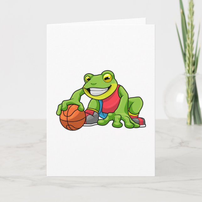 Frosch beim Sport mit Basketball Karte (Vorderseite)