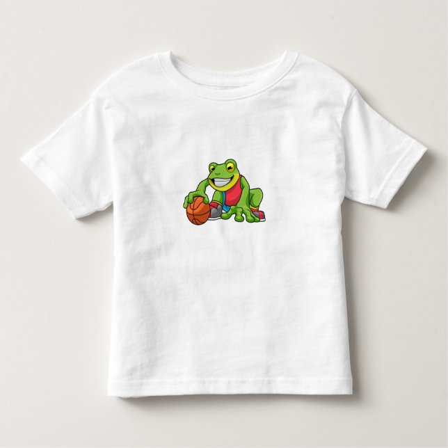 Frosch beim Sport mit Basketball Kleinkind T-shirt (Vorderseite)