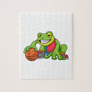 Frosch beim Sport mit Basketball Puzzle