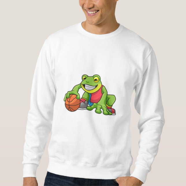 Frosch beim Sport mit Basketball Sweatshirt (Vorderseite)