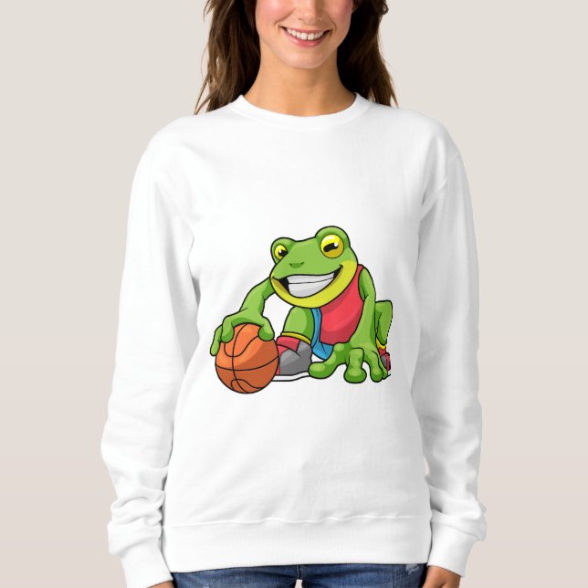 Frosch beim Sport mit Basketball Sweatshirt (Vorderseite)