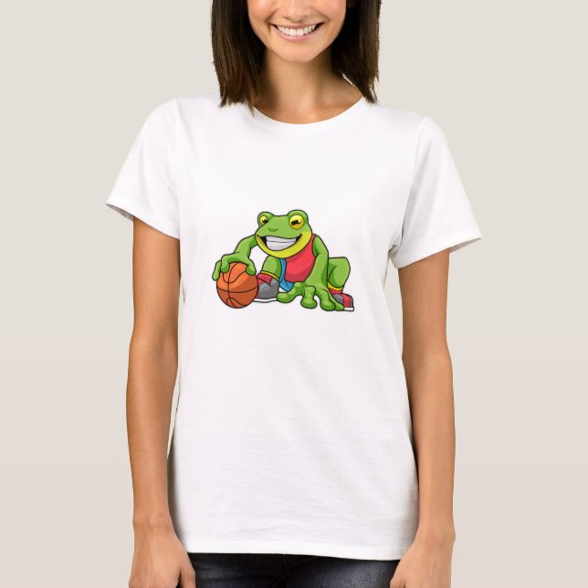Frosch beim Sport mit Basketball T-Shirt (Vorderseite)