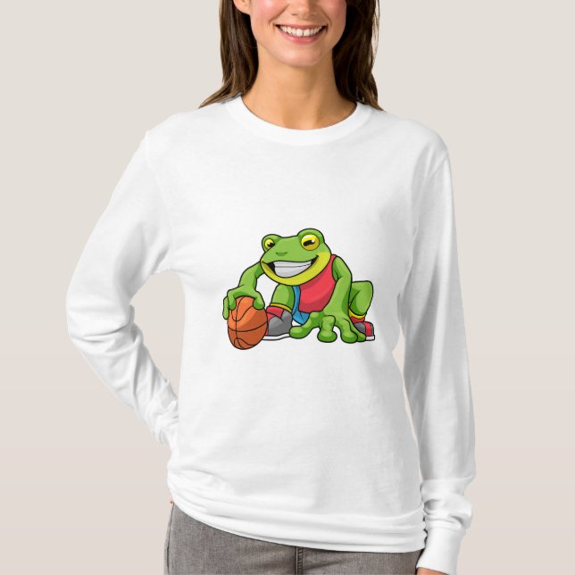 Frosch beim Sport mit Basketball T-Shirt (Vorderseite)