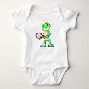 Frosch beim Tennis mit Tennisschläger Baby Strampler