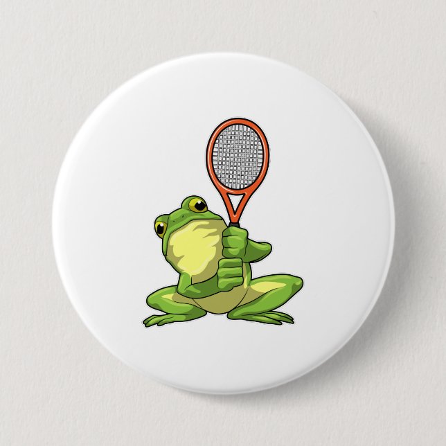Frosch beim Tennis mit Tennisschläger Button (Vorderseite)