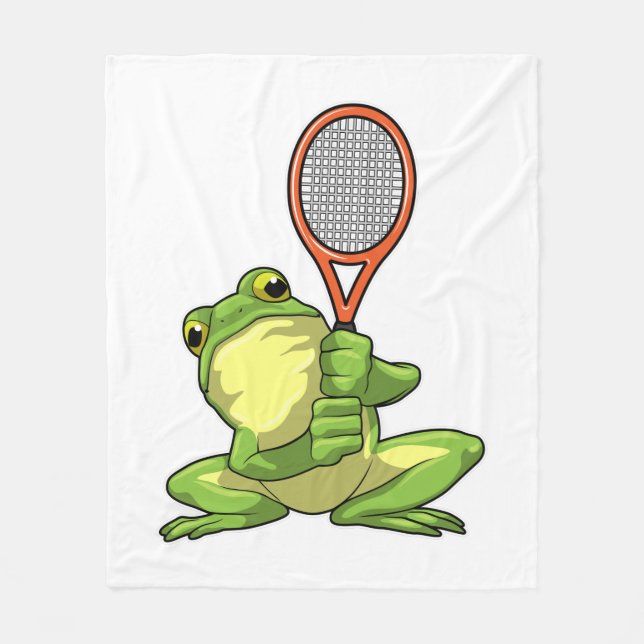 Frosch beim Tennis mit Tennisschläger Fleecedecke (Vorderseite)