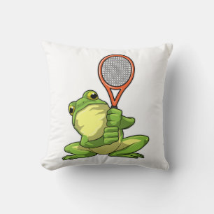 Frosch beim Tennis mit Tennisschläger Kissen