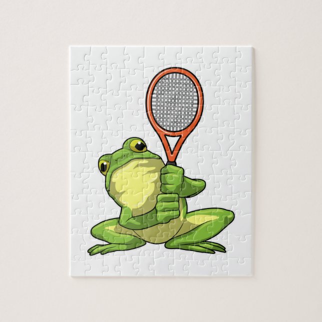 Frosch beim Tennis mit Tennisschläger Puzzle (Vertikal)