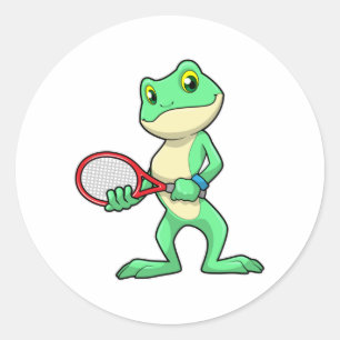 Frosch beim Tennis mit Tennisschläger Runder Aufkleber