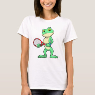 Frosch beim Tennis mit Tennisschläger T-Shirt