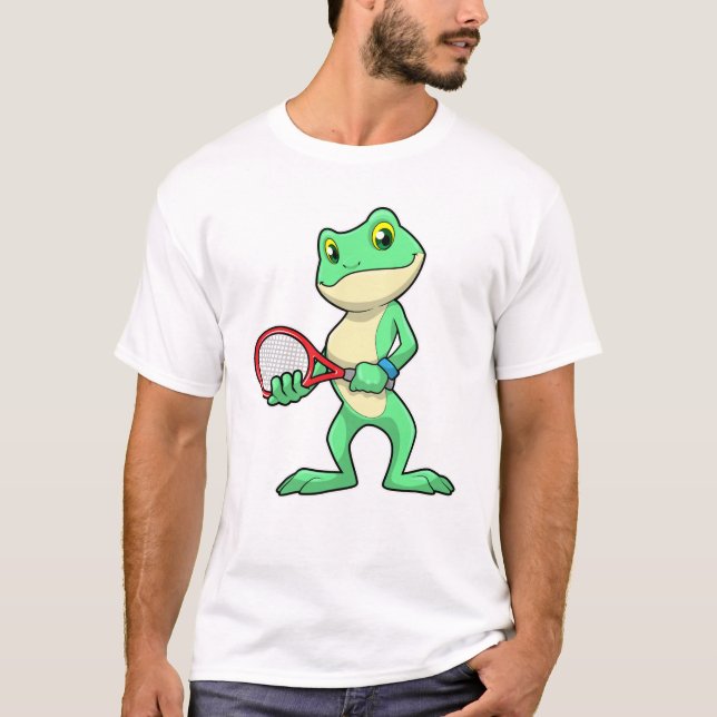 Frosch beim Tennis mit Tennisschläger T-Shirt (Vorderseite)