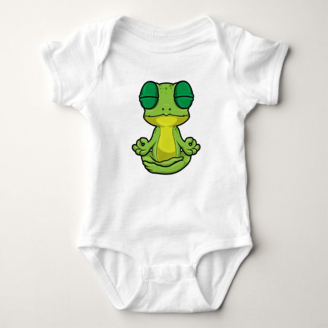 Frosch beim Yoga in Cross-Binary Baby Strampler (Vorderseite)