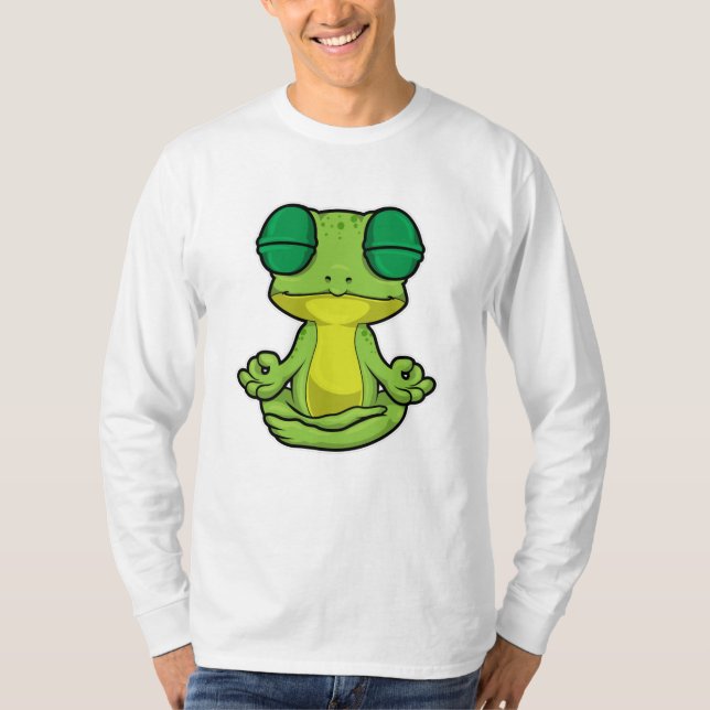 Frosch beim Yoga in Cross-Binary T-Shirt (Vorderseite)