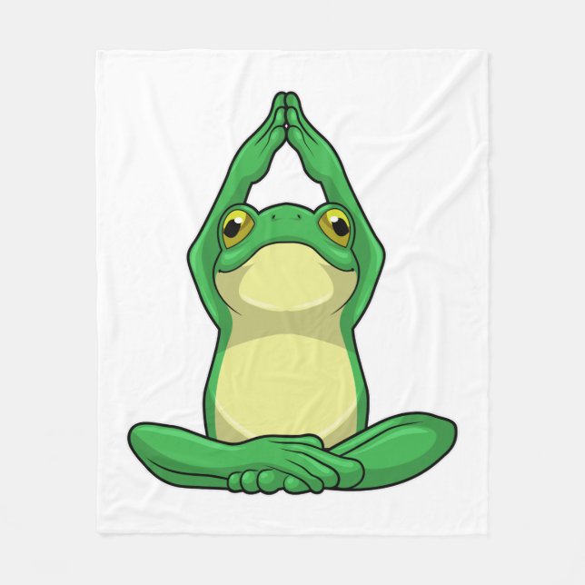 Frosch beim Yoga in Cross BLeged Fleecedecke (Vorderseite)