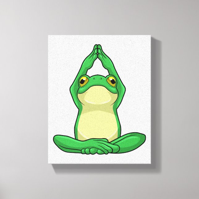 Frosch beim Yoga in Cross BLeged Leinwanddruck (Vorderseite)