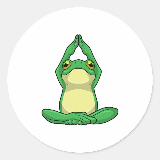 Frosch beim Yoga in Cross BLeged Runder Aufkleber (Vorderseite)