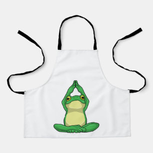 Frosch beim Yoga in Cross BLeged Schürze