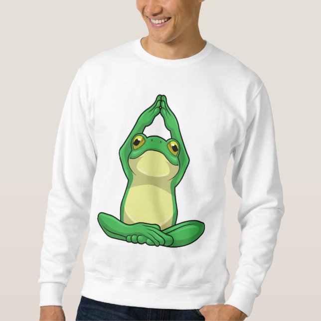 Frosch beim Yoga in Cross BLeged Sweatshirt (Vorderseite)