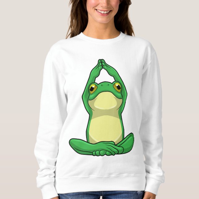 Frosch beim Yoga in Cross BLeged Sweatshirt (Vorderseite)
