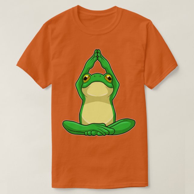 Frosch beim Yoga in Cross BLeged T-Shirt (Design vorne)