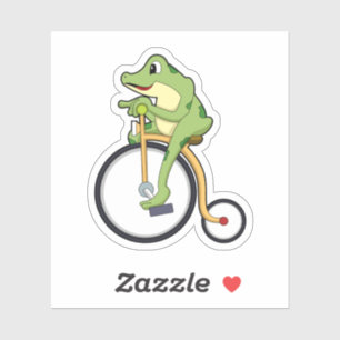 Frosch beim Zirkus mit Fahrrad.PNG Aufkleber