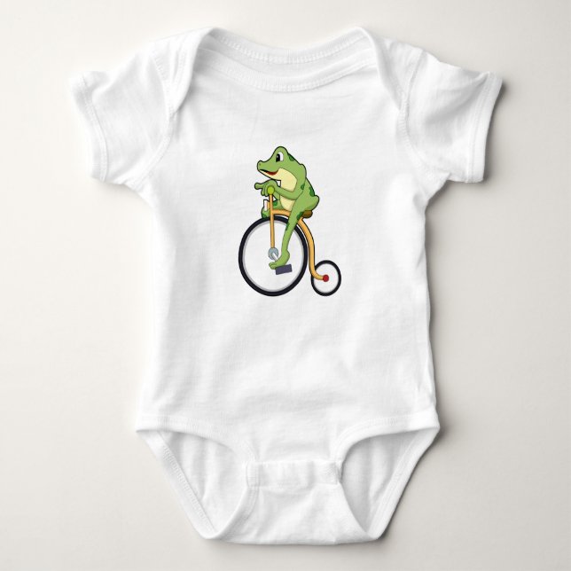 Frosch beim Zirkus mit Fahrrad.PNG Baby Strampler (Vorderseite)