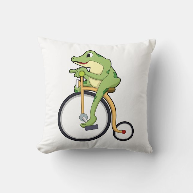 Frosch beim Zirkus mit Fahrrad.PNG Kissen (Vorderseite)