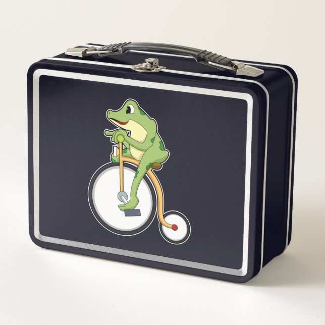 Frosch beim Zirkus mit Fahrrad.PNG Metall Brotdose (Vorderseite)