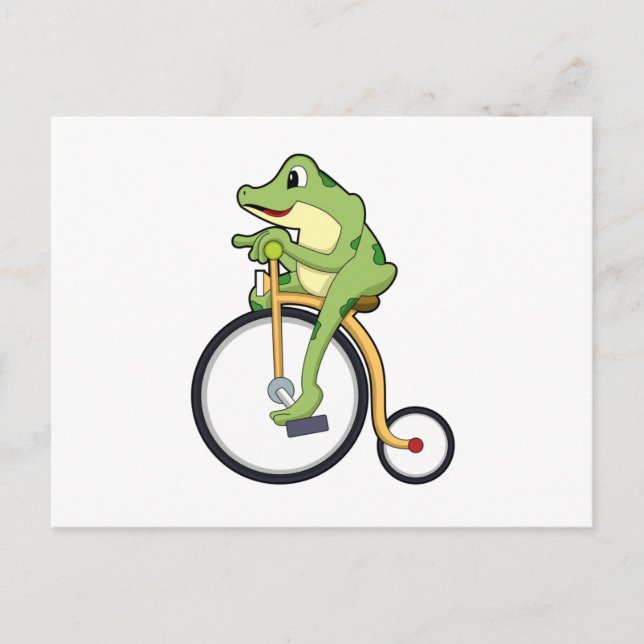 Frosch beim Zirkus mit Fahrrad.PNG Postkarte (Vorderseite)