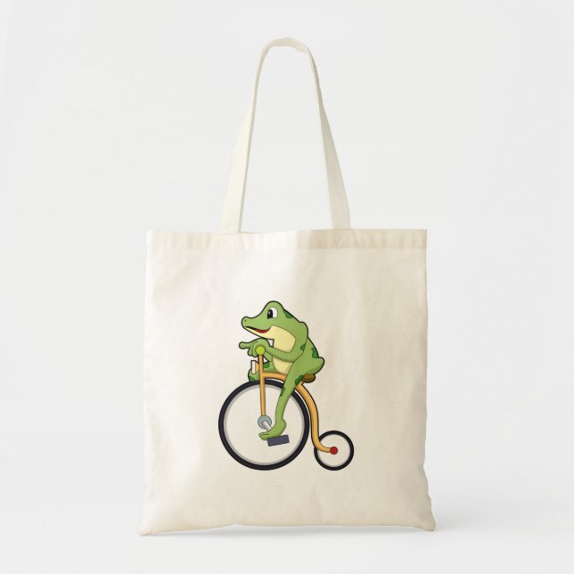 Frosch beim Zirkus mit Fahrrad.PNG Tragetasche (Vorne)