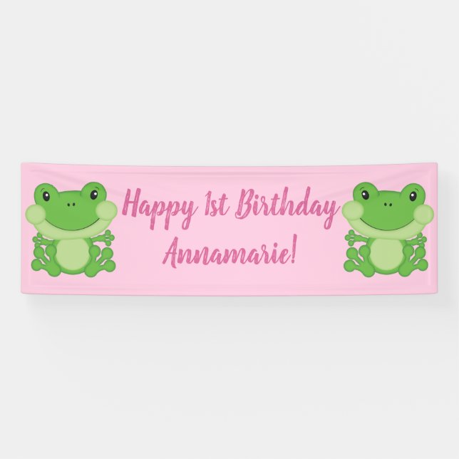 Frosch Birthday Party Pink Banner (Horizontal)