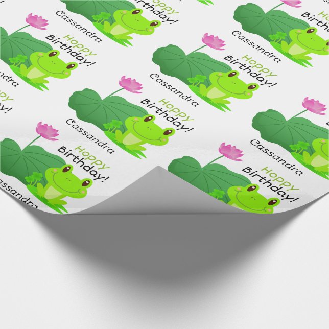Frosch Birthday Pun Lotus Leaf Blume Name Geschenkpapier (Ecke)