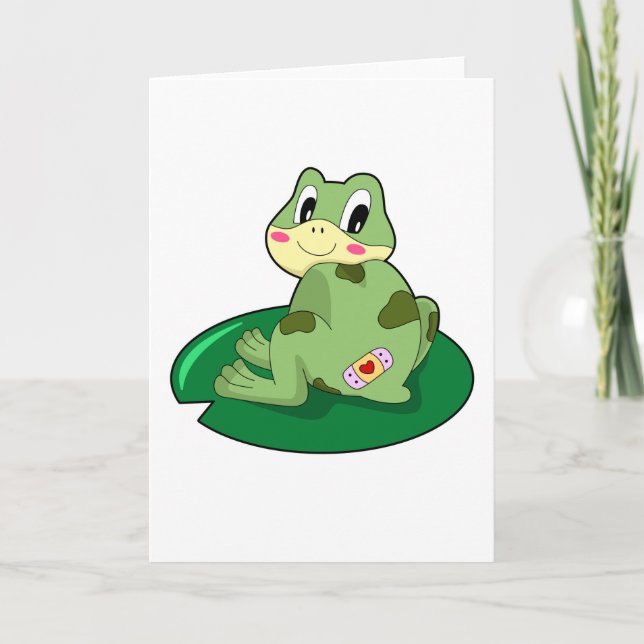 Frosch Blatt Herz Pflaster Karte (Vorderseite)