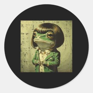 Frosch-Bob-Frisur-Pony-Perücke Lustiges Meme-Tier Runder Aufkleber